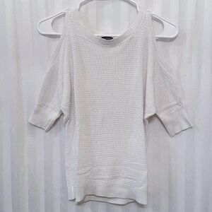 Express White Knit Cold Shoulder Top Shirt Blouse